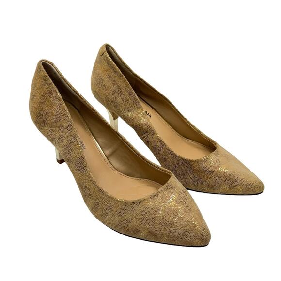 Antonio Melani Gold Sparkle Shimmer Pointed Toe Stiletto Cocktail Party Pumps - Picture 6 of 11